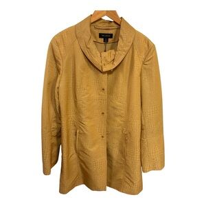 NWT St. John Mustard Golden Camel Embossed Reptile Spring Coat Sz XL(L)